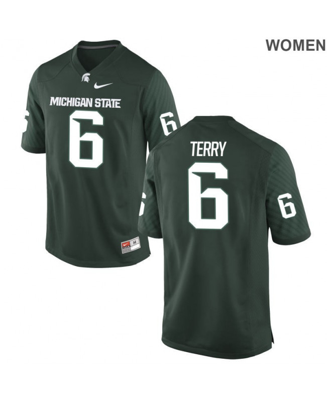 Women's Michigan State Spartans #6 Damion Terry NCAA Nike Authentic Green College Stitched Football Jersey VV41X06ST